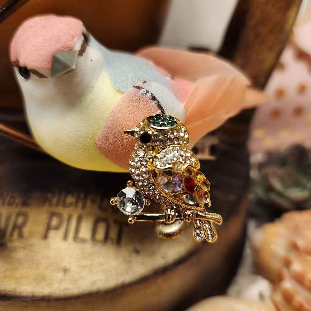 Cute Rhinestone Bird 🐦 Brooch